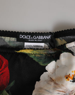 Dolce & Gabbana Black Floral Print Mid Waist Panty Underwear
