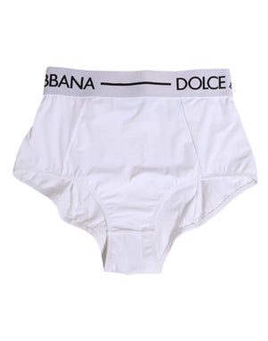 Dolce & Gabbana White Nylon Logo Waistband Coulotte Underwear