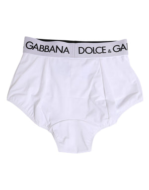 Dolce & Gabbana White Nylon Logo Waistband Coulotte Underwear