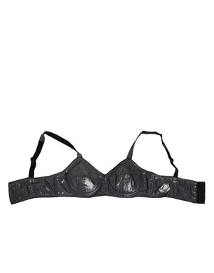 Dolce & Gabbana Dark Gray Silk Stretch Balconcino Bra Underwear