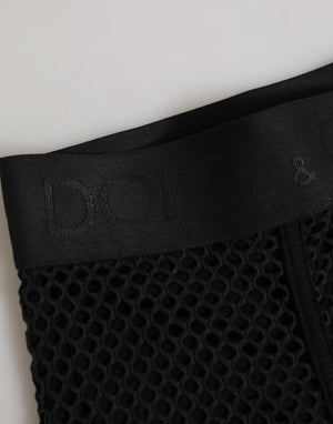 Dolce & Gabbana Black Cotton Logo Shorts Midi Trouser Underwear