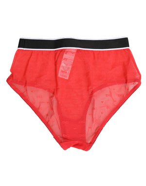 Dolce & Gabbana Red Nylon Logo Waistband Brief Panty Underwear