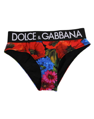 Dolce & Gabbana Black Floral Print High Waist Panty Underwear