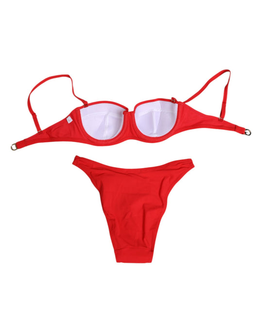 Dolce & Gabbana Red Nylon Swimsuit 2 Piece Top Bottom Swimwear