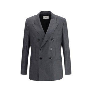Ami Paris Gray Fleece Wool Blazer