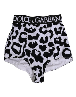 Dolce & Gabbana White Leopard Nylon High Waist Girdle Underwear