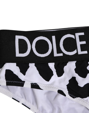 Dolce & Gabbana White Leopard Nylon High Waist Panty Underwear