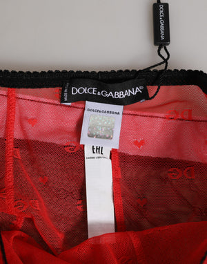 Dolce & Gabbana Black Red Nylon High Waist Girdle Underwear