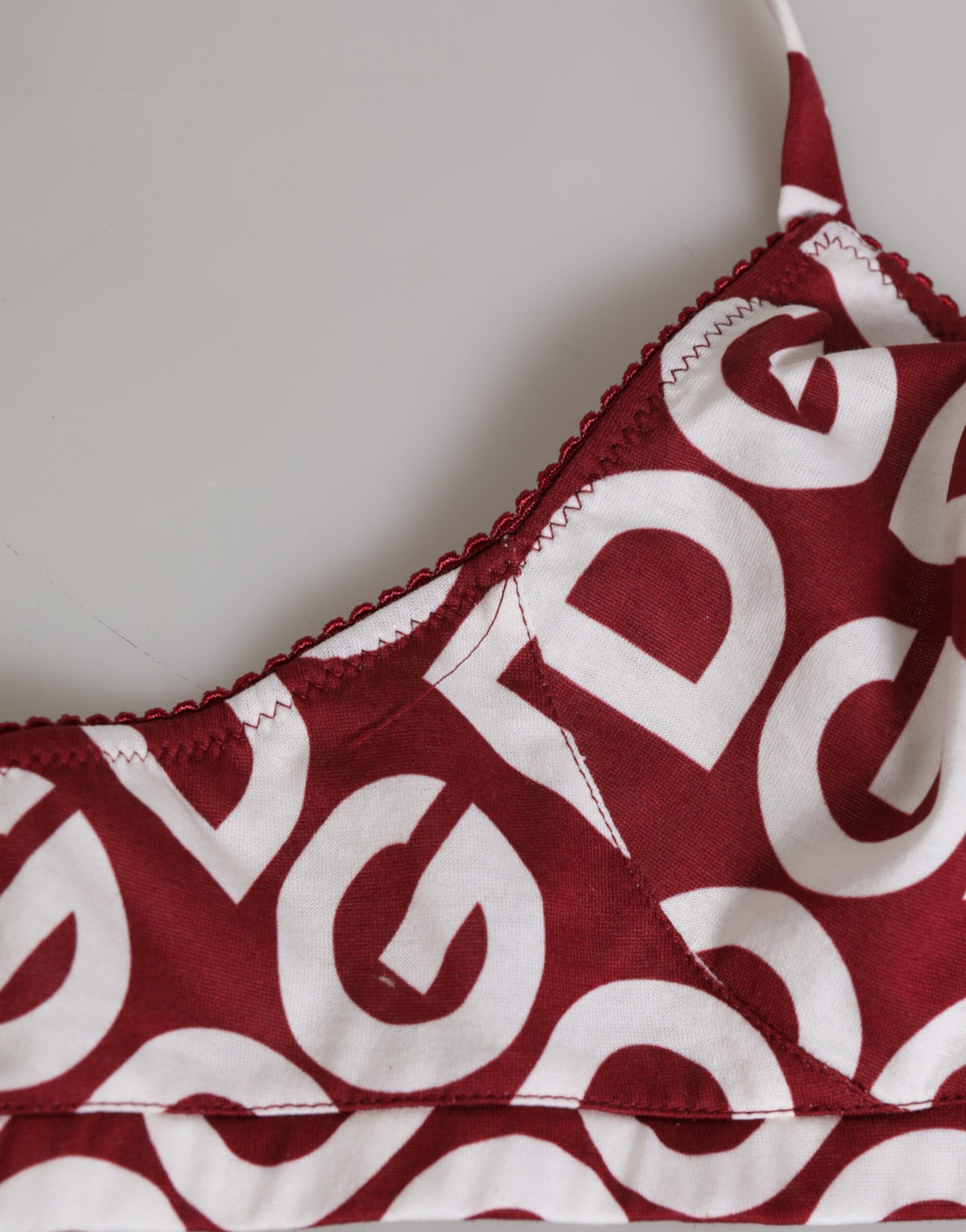 Dolce & Gabbana Red White Logo Mania Soft Cup Bra Underwear