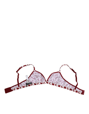 Dolce & Gabbana Red White Logo Mania Soft Cup Bra Underwear