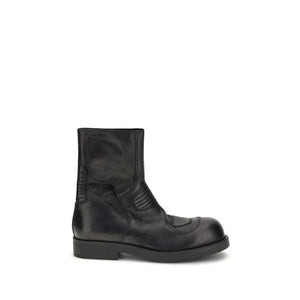 MM6 Black Leather Ankle Boots