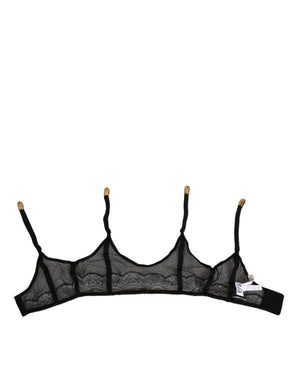 Dolce & Gabbana Black Floral Lace Nylon Strap Garter Underwear