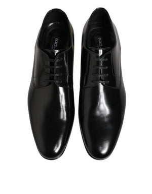Dolce & Gabbana Black Calfskin Leather Derby Men Dress Shoes