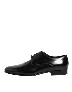 Dolce & Gabbana Black Calfskin Leather Derby Men Dress Shoes
