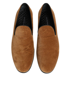 Dolce & Gabbana Brown Suede Slip On Men Loafers Formal Shoes