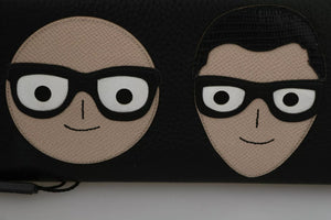 Dolce & Gabbana Black Leather #DGFAMILY Zipper Continental Mens Wallet