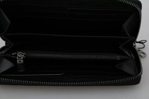Dolce & Gabbana Black Leather #DGFAMILY Zipper Continental Mens Wallet