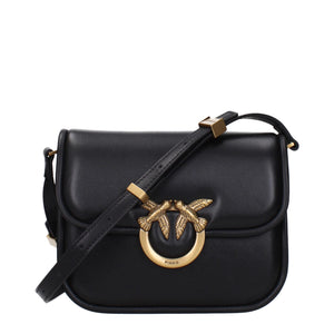 PINKO Black Leather Crossbody Bag