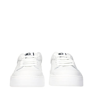 Dolce & Gabbana White Leather Low Top Sneakers