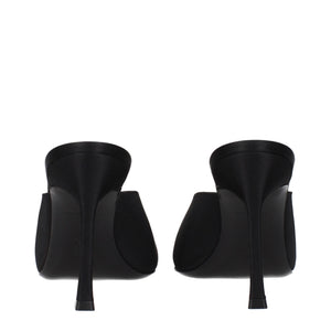 Amina Muaddi Black Satin High Heel Pumps