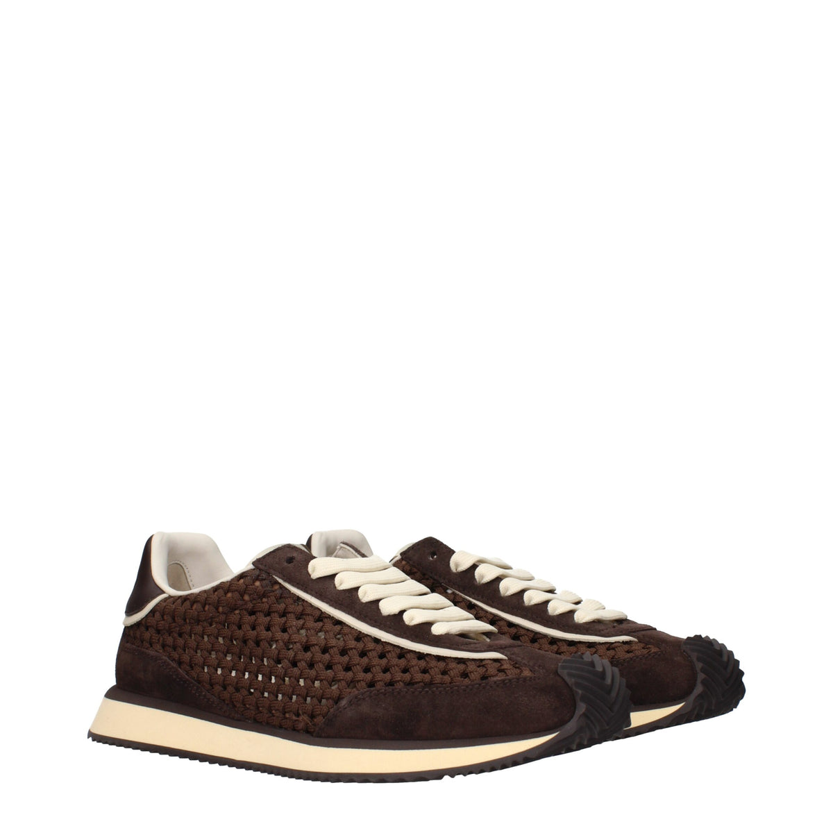 Dolce & Gabbana Brown Fabric Low Top Sneakers