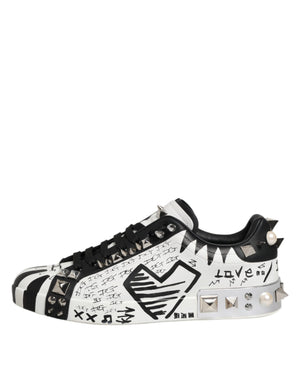 Dolce & Gabbana White Portofino Studded Men Sneakers Shoes