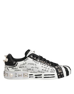 Dolce & Gabbana White Portofino Studded Men Sneakers Shoes