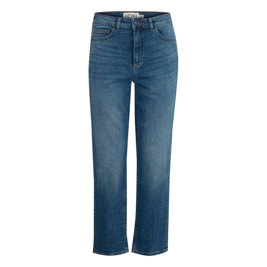 ICHI Blue Cotton Mom Jeans