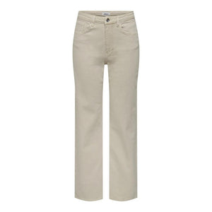 Only Beige Cotton Relaxed Fit Jeans