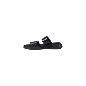Calvin Klein Jeans Black Leather Flat Sandals