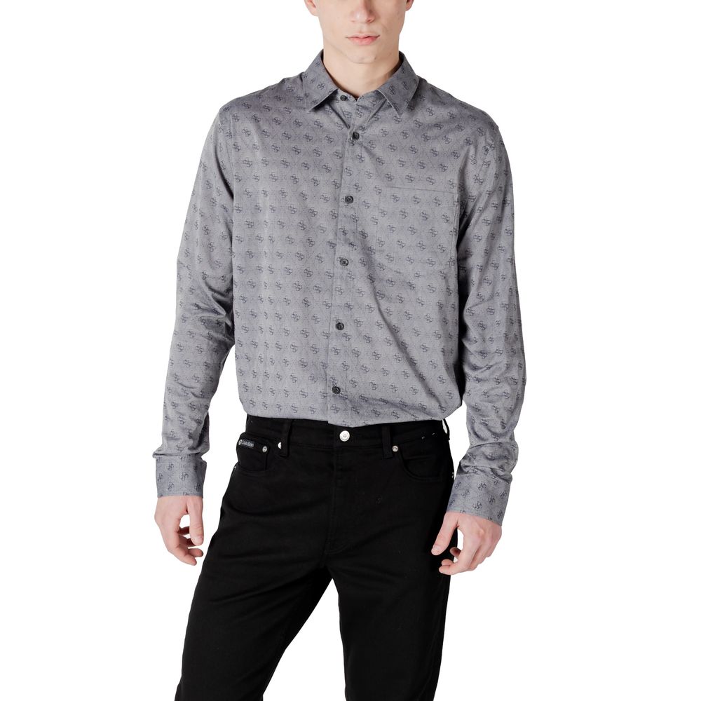 Guess Gray Cotton Pattern Shirt