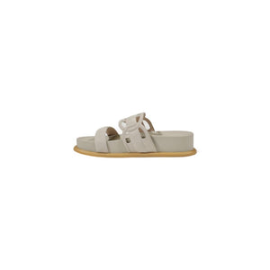 Liu Jo Gray Leather Flat Sandals