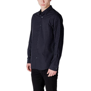Armani Exchange Blue Cotton Pattern Shirt