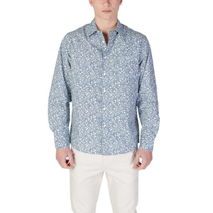 Replay Light Blue Cotton Pattern Shirt