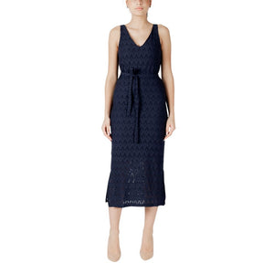 Vila Clothes Blue Recycled Polyester Midi Dress