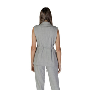 Vila Clothes Gray Recycled Polyester Waistcoat