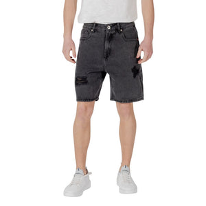 Gianni Lupo Black Cotton Bermuda Shorts