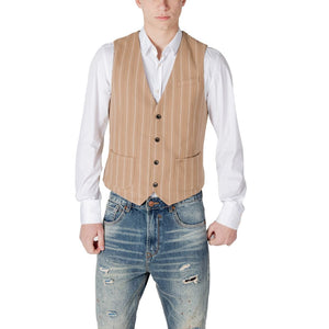 Gianni Lupo Beige Polyester Waistcoat