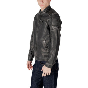 Jack Jones Black Polyester Biker Jacket