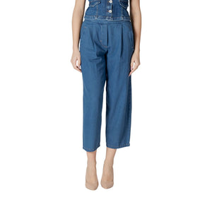 ICHI Blue Cotton Cropped Jeans