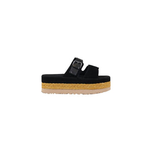 UGG Black Suede Leather Platform Sandals