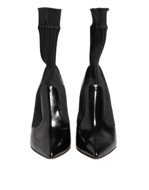 Dolce & Gabbana Black Stretch Stilettos Booties Socks Shoes