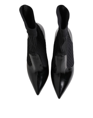 Dolce & Gabbana Black Stretch Stilettos Booties Socks Shoes