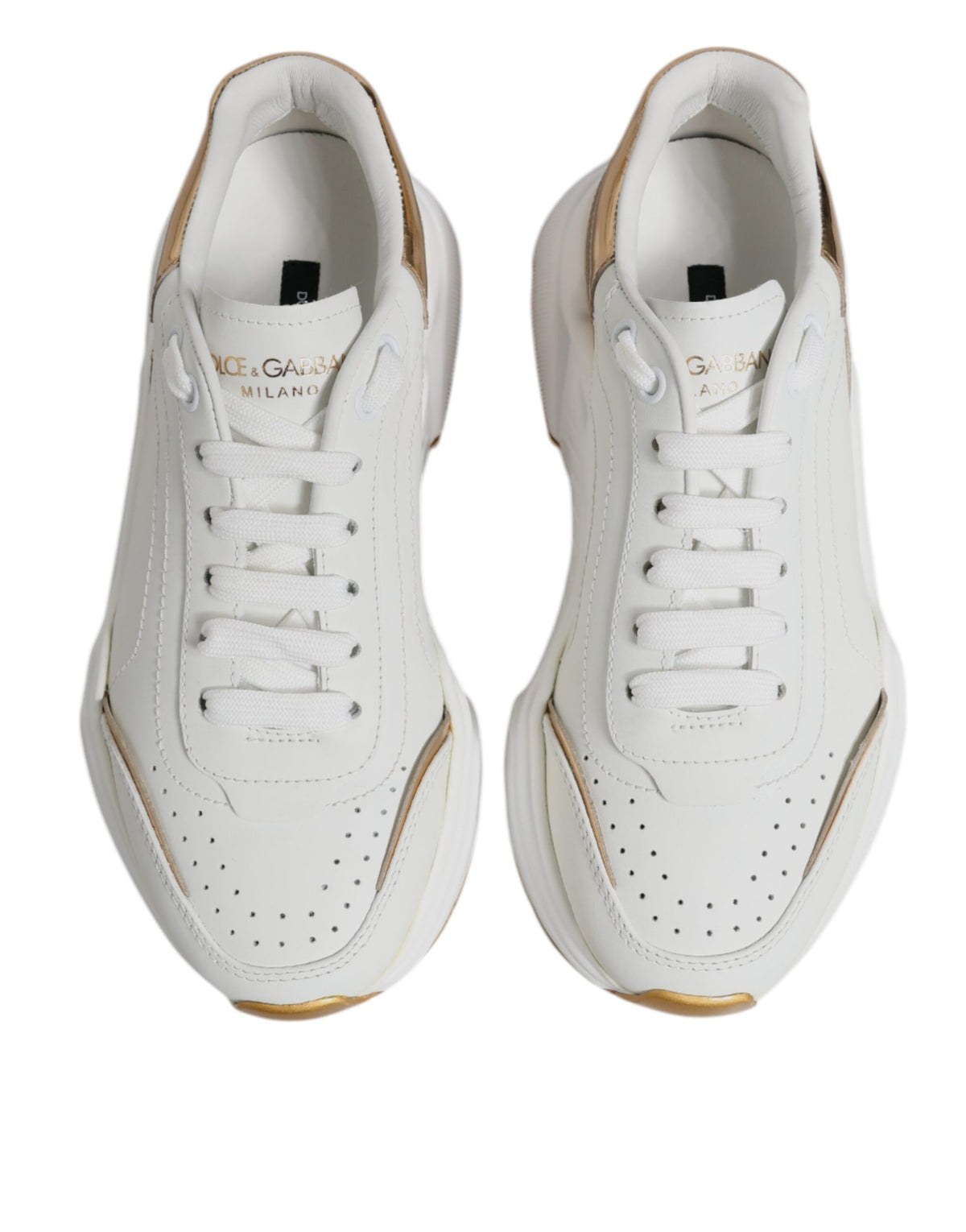 Dolce & Gabbana White Gold Daymaster Low Top Sneakers Shoes