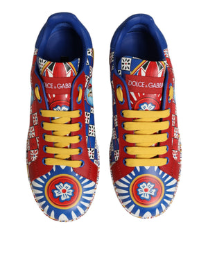 Dolce & Gabbana Portofino Carretto Printed Leather Sneakers Shoes