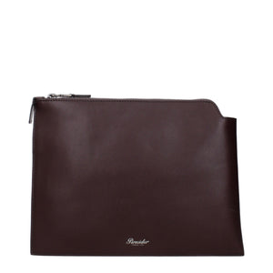 Pineider Brown Leather Clutch Bag