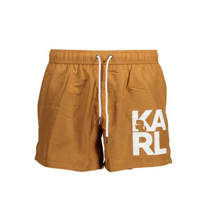 Karl Lagerfeld Marrone Polyester Men Swim Boxer