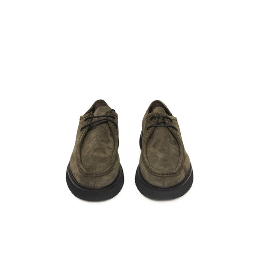 Cerruti 1881 Green Calfskin Men Derby Shoe