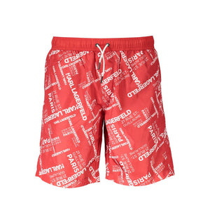 Karl Lagerfeld Red Polyester Men's Swim Trunk