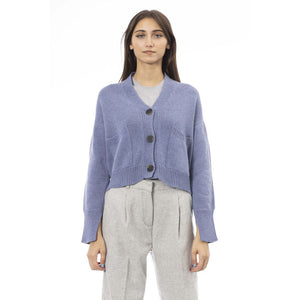Alpha Studio Light Blue Merino Wool Women Cardigan